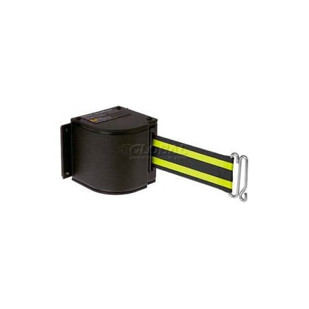 Lavi Industries Warehouse Retractable Belt Barrier, Adj. Mount, Black Case W/18' Black/Neon Ylw Belt 50-3016U/WB/18/BN